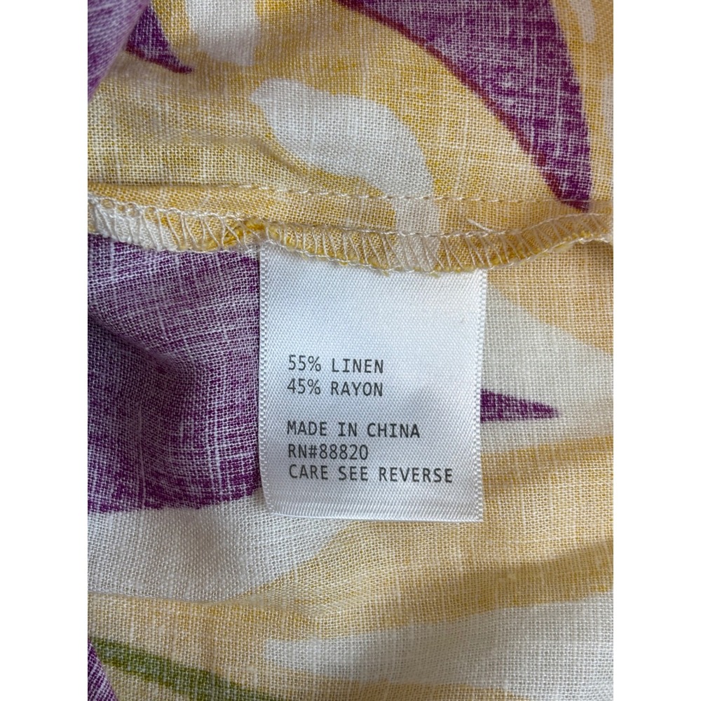Christian Siriano New York XL Linen Blend Floral Print Tie-Front Button Down New - Picture 7 of 9